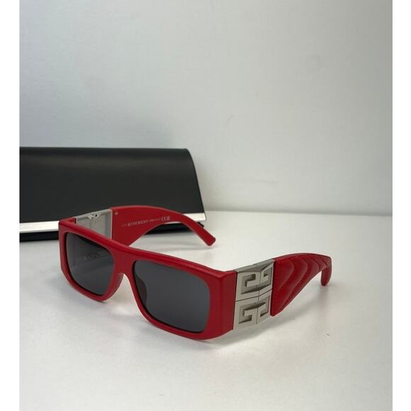 NEW Givenchy GV40034I Red Leather Sunglasses $900 - Picture 1 of 5